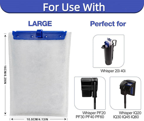 16-Pack Large Replacement Filter Cartridges Compatible with Tetra Whisper Bio-Bag Filters for Large Aquariums