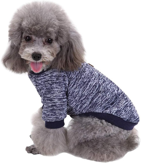 Jecikelon Soft Dog Sweater, Winter Puppy Sweaters, Warm Outfit for Small Dogs, XXS, XS, Navy Blue, Cat Apparel