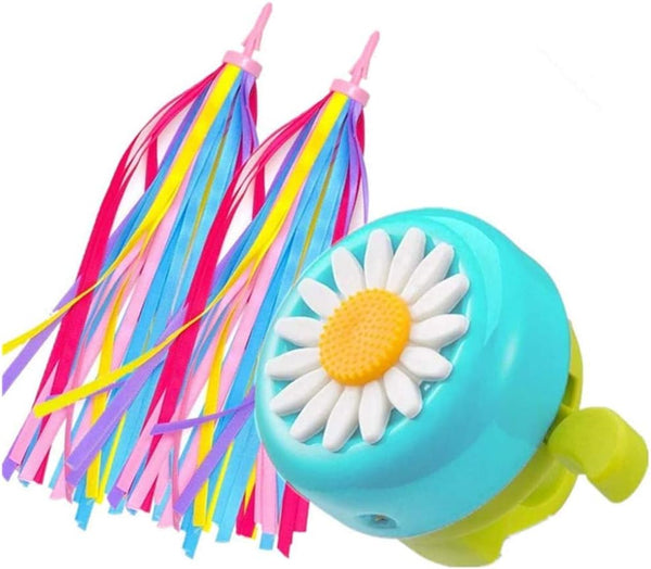 kortes 1 Pack Kids Bike Bell and 2 Pack Streamers for Children's Bike Accessories, Pink, Red, & Blue
