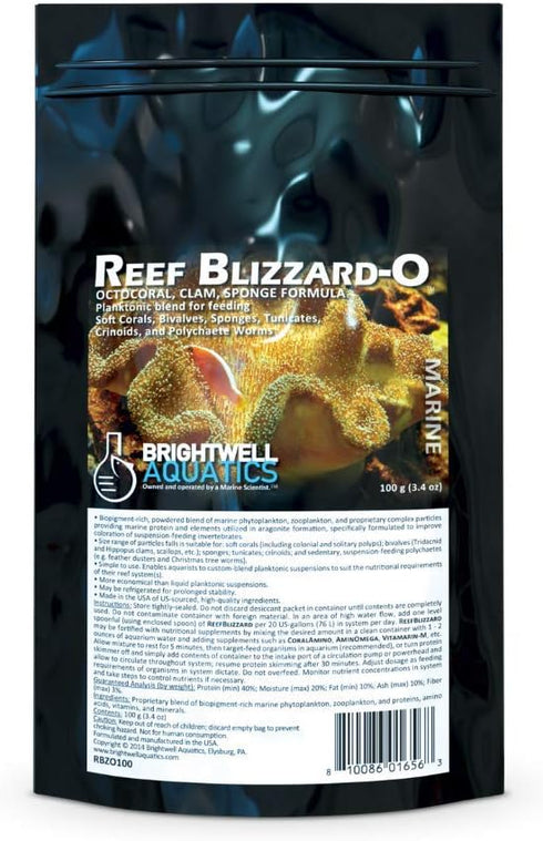 Brightwell Aquatics Reef Blizzard-O Powdered Planktonic Food Blend for Octocorals & Bivalves, 100g