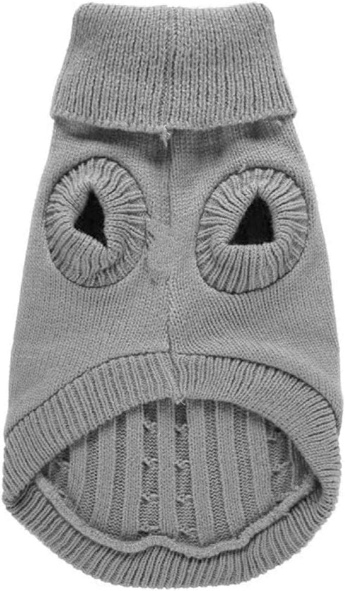 CHBORCHICEN Small Dog Sweaters, Knitted Pet Cat Warm Sweatshirt for Winter, Kitten Puppy Sweater (X-Small, Grey)