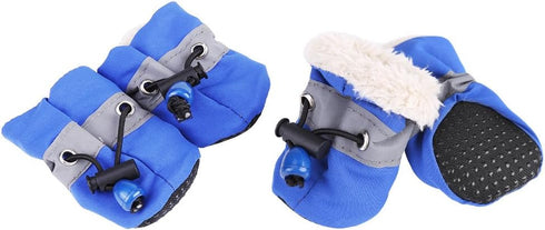Fdit 4Pcs Dog Shoes Protectors with Elastic Fastening Band Set, Anti-Slip Sole Pet Dog Shoes Boots, Soft Cotton Padded