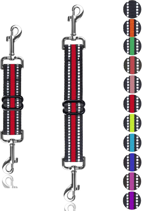 Dog Safety Clip 2pcs, Prong Collar Backup Clips with Dual Metal Clasps, Adjustable Reflective Nylon Harness to Collar