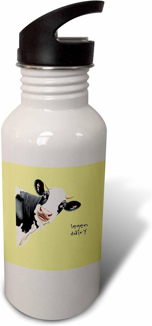 3dRose Legen Dairy Pun Cartoon Style Legendary Cow - Water Bottles (wb-385212-2)