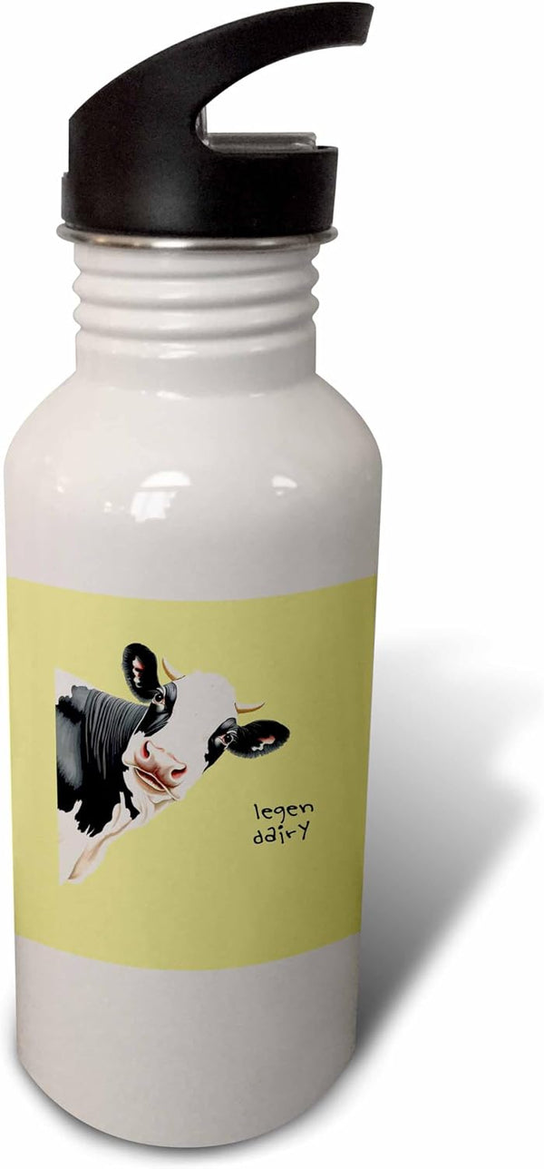 3dRose Legen Dairy Pun Cartoon Style Legendary Cow - Water Bottles (wb-385212-2)