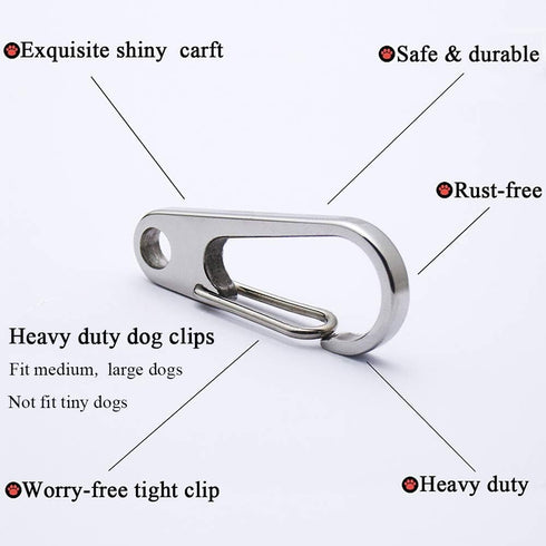 IVIA Dog Tag Clips, 2 Pack, 304 Stainless Steel Quick Clip with Rings for Small Pet Collars and Harnesses