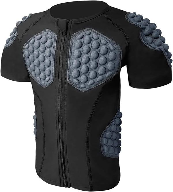 Padded Compression Shirt for Kids - Youth Boys Girls Protective Football Shirts for Ski, Paintball, Rugby