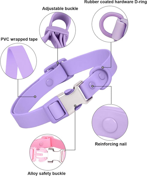 Waterproof Dog Collar, Soft Rubber with Safety Alloy Buckle, Adjustable Pet Collars for Small Medium Large Dogs