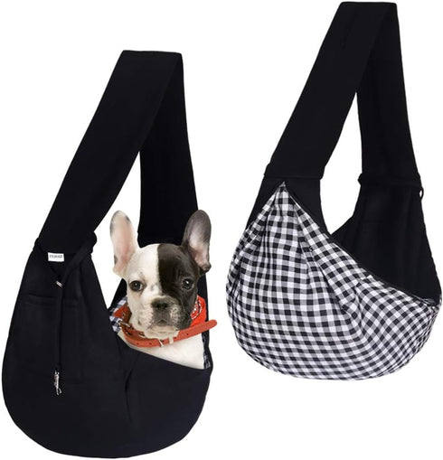 FDJASGY Small Pet Sling Carrier, Hands-Free Reversible Papoose Bag with Pocket Safety Belt for Dogs Cats