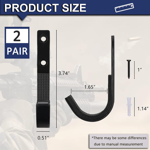 Heavy Duty Steel Gun Rack Storage Wall Mount Hooks for Rifles, Shotguns, and Archery Bow