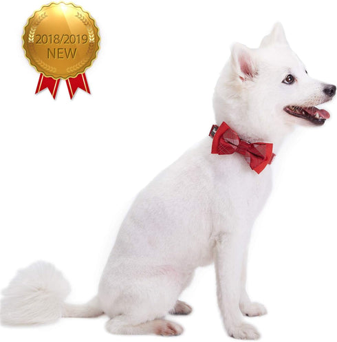 Blueberry Pet Luxurious Christmas Festival Plaid Checker Adjustable Dog Collar with Detachable Bowtie