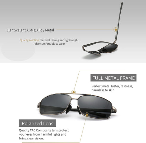 SUNGAIT Ultra Lightweight Rectangular Sunglasses, UV400 Protection