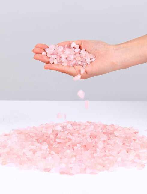 1lb Decorative Tumbled Gravel Pink Rose Quartz Crystals for Fish Tank, Polished Natural Gem Rocks
