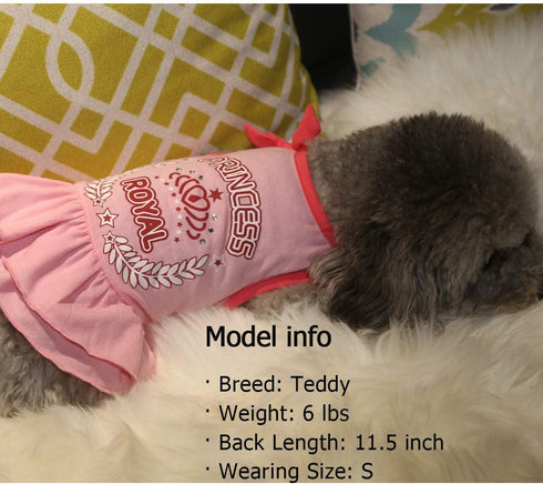 KYEESE Dog Princess Dress, Pink with Bowtie, Pet Dress for Small Dogs