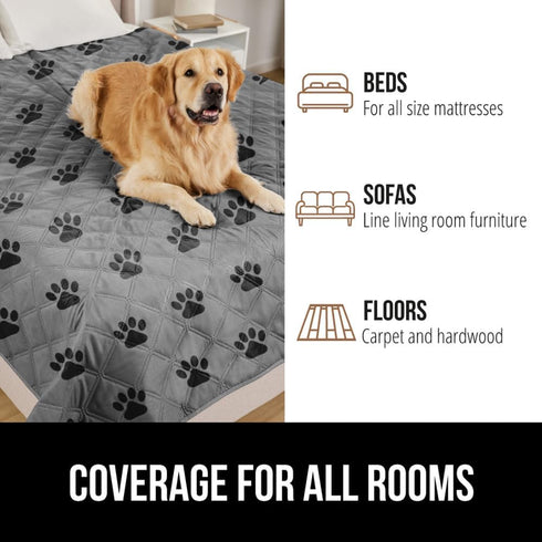 Gorilla Grip 100% Waterproof Dog Blanket 52x82, Pet Friendly Washable Couch Cushion Bed Protector (Paw)
