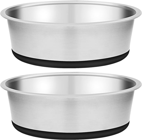 Taglory 2 Cup Stainless Steel Dog Bowls Set of 2 for Food and Water, Anti-Slip Silicone Base, Rust Resistant, 17oz,