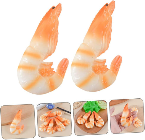 2pcs Abaodam Artificial Shrimp Model Aquarium Shrimp Tank Accessory Fake Figurines for Display