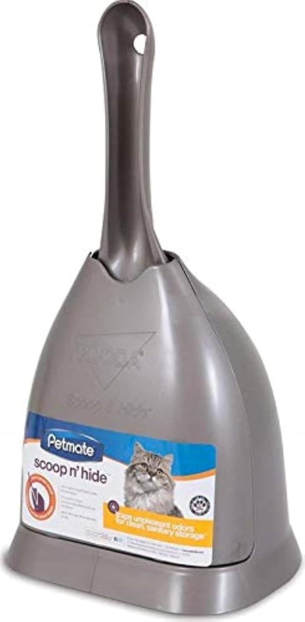 Petmate Scoop N' Hide Cat Litter Scoop with Holder, Brushed Nickel