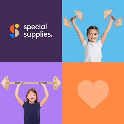 Set Set Set (Set 1 2 Special Supplies Kids Wooden Workout Play Weights - Adjustable Dumbbells and Barbell for Home Gym