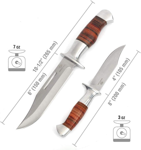 Mossy Oak Fixed Blade Bowie Knife, 2-piece Hunting Knife with Leather Handle Featuring Laser Pattern, Sheath Included by Mossy Oak
