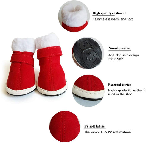 URBEST 2 Pairs Santa Red Christmas Puppy Shoes Boots, 5#