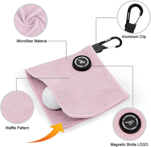Small Magnetic Golf Towel - Microfiber Waffle Design with Clip for Golf Bags and Carts