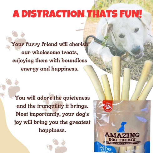 Amazing Dog Treats, 6 Inch Cow Tail Dog Chew, Thick, 10 Pcs/Pack, Premium Quality, Rawhide Alternative
