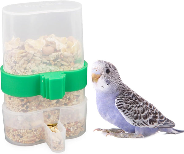 Hypeety Automatic Parrot Water Feeder, Clear No Mess Dispenser for Budgies, Cockatiels, and Lovebirds (Green & 1pc)