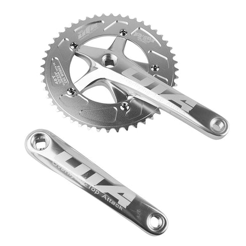 SENQI Bicycle Chain Wheel Fixed Gear 48T Aluminum Alloy CNC Cycling Racing Bike Accessories with Crank (Silver)