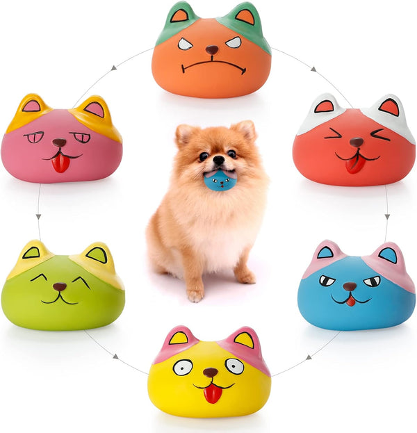 Funny Animal Squeaky Dog Balls, 6 Pcs/Set for Mini Small Pet Dogs