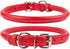 CollarDirect Rolled Leather Dog Collar, Soft Padded Round Puppy Collar, Handmade Genuine Leather, 6-7 Inch, Red Textured