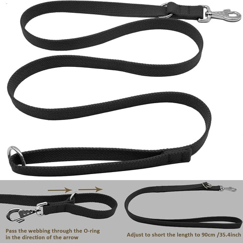 6ft Heavy Duty Tactical Dog Leash, Military Style Thick Nylon Strong K9 Leash for Outdoor Walking Hunting Hiking, Black