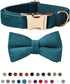 Dog Collar with Bow Tie, Adjustable Velvet Pet Collar with Metal Buckle for Small Medium Large Dogs and Cats