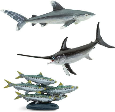 10 Set 3+ Safari Ltd. Pelagic Fish TOOB - Figurines of Sharks, Fish and Whales - Educational Toy for Boys, Girls