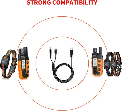 MEROM Power Cable for Bousnic Dog Shock Collar, 2-in-1 DC Charging and Micro USB Cable Compatible with RS2 and RS2B