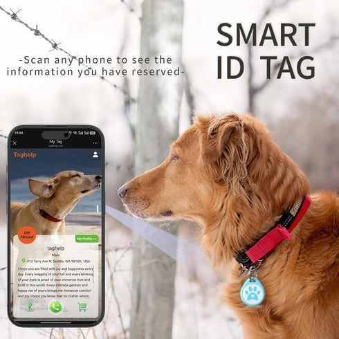 Taghelp 2-Pack 1.2") -Smart QR Code Pet ID Tag for Dogs - Instant GPS Location Alert via Email, No App/Subscription