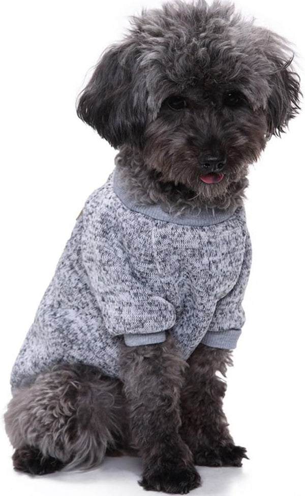 Pet Dog Classic Knitwear Sweater, Warm Winter Puppy Coat, Soft Sweater for Small Dogs (XXS, Grey)