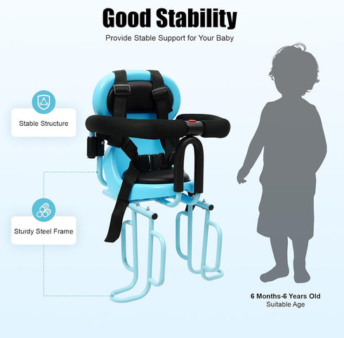 Rear Baby Bike Seat with Handrail - Child Carrier for Safe Riding