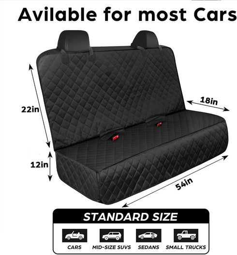 fidozen Hammock Waterproof Dog Car Seat Cover with Belt for Back Seat - Washable Pet Protector Accessories for Cars