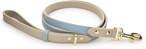 Leather Dog Leash, Cupertino Slim Leash with Reinforced Hardware, European Design, Blue, 4ft
