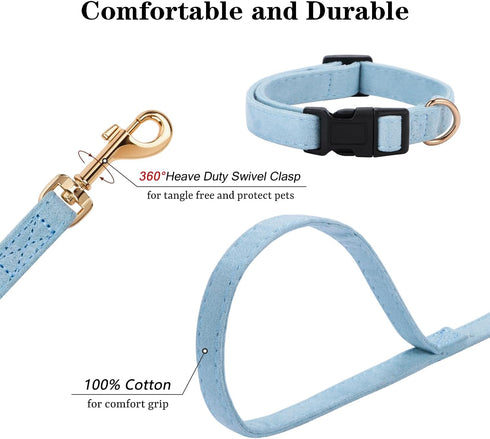 No Pull Dog Harness - Lightweight, Soft, Adjustable Collar and Leash Set for Small and Medium Dogs, Blue