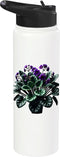 African Violet Lover Gifts and Apparel African Violet Flower Plant Botanical Stainless Steel Insulated Water Bottle