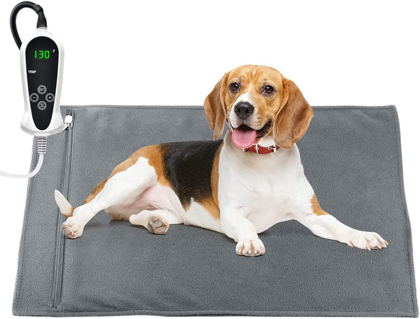 RIOGOO Upgraded Electric Pet Heating Pad - Indoor Waterproof, Auto Power Off, X-Large 28"x 18", Grey