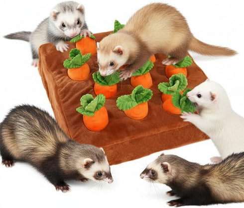 Chinchilla (12Carrot) Ferret Foraging Toys Novelty Carrot Snuffle Mat Interactive Pet Treat Enrichment Toys for Small