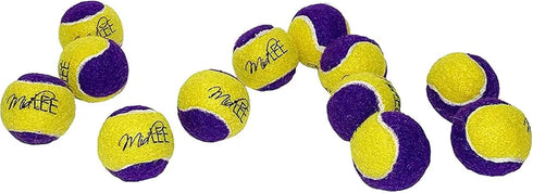Pack of 12 Midlee Squeaky Mini Tennis Balls for Dogs - 1.5" (Yellow/Purple)