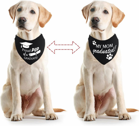 Whaline 2 Pack Graduation Dog Bandana, Reversible Triangle Bibs Adjustable Pet Kerchief Scarf for Everyday Wear