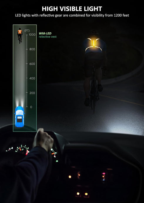 LED Reflective Vest Running Gear, USB Rechargeable Light Up Vest, Chest Phone Holder for Runners, Night Walking,