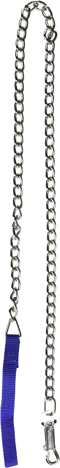 Dog Leash - 4' x 1/8" Chain Pet Leash with Locking Clasp & Double-Stitched Nylon Handle