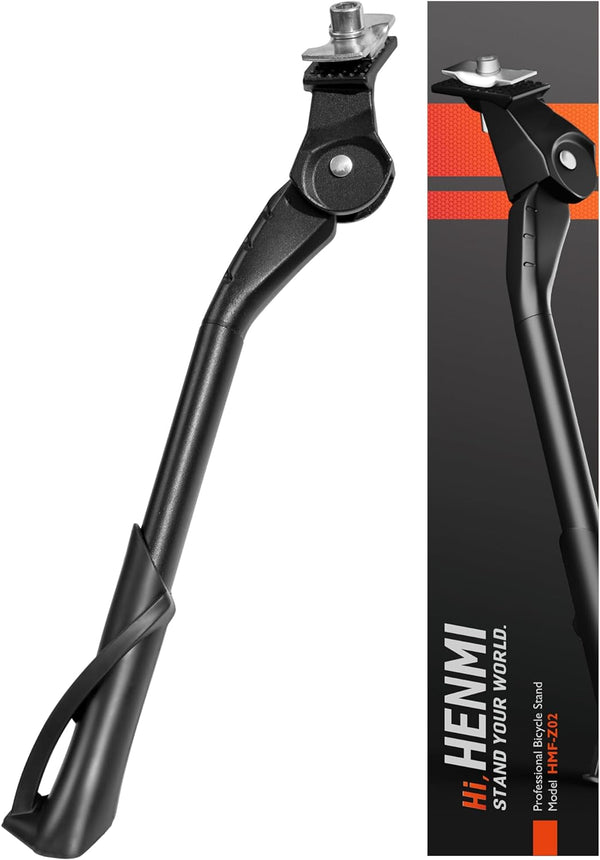 HENMI Adjustable Bike Kickstand for Adult Bikes, Non-Slip Sole, Aluminum Alloy for Most 24"-29" Mountain/Trek Bikes