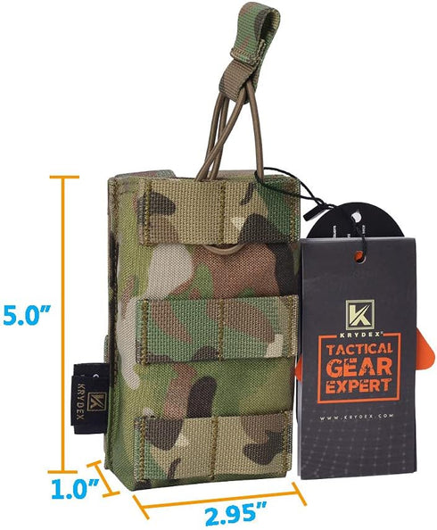 KRYDEX Tactical MOLLE Open-Top 5.56mm Mag Pouch, Single/Double/Triple with MOLLE Strap for M4 M16
